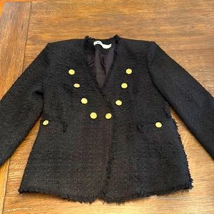 Zara black blazer with gold button detail